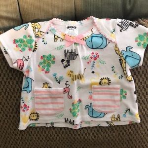 Cotton short sleeve animal print top